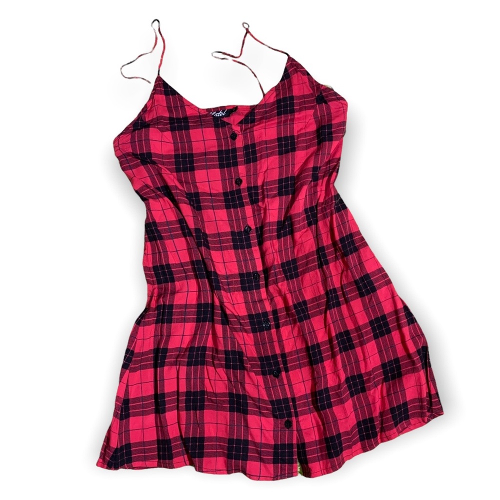 MOTEL Red Plaid Tank Dress